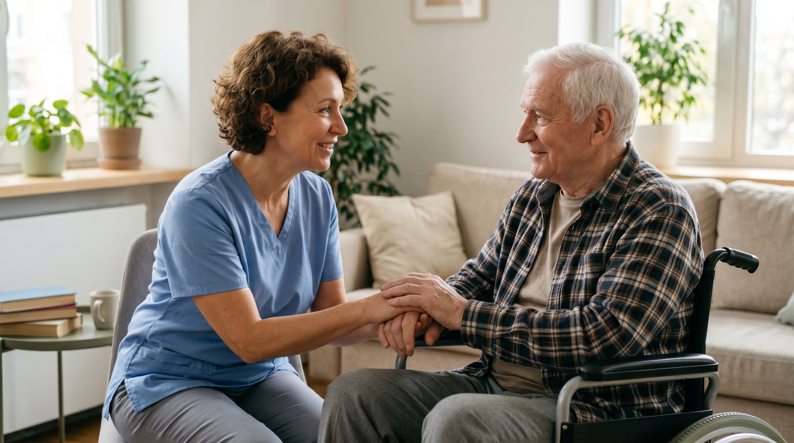 Caregiver with senior client