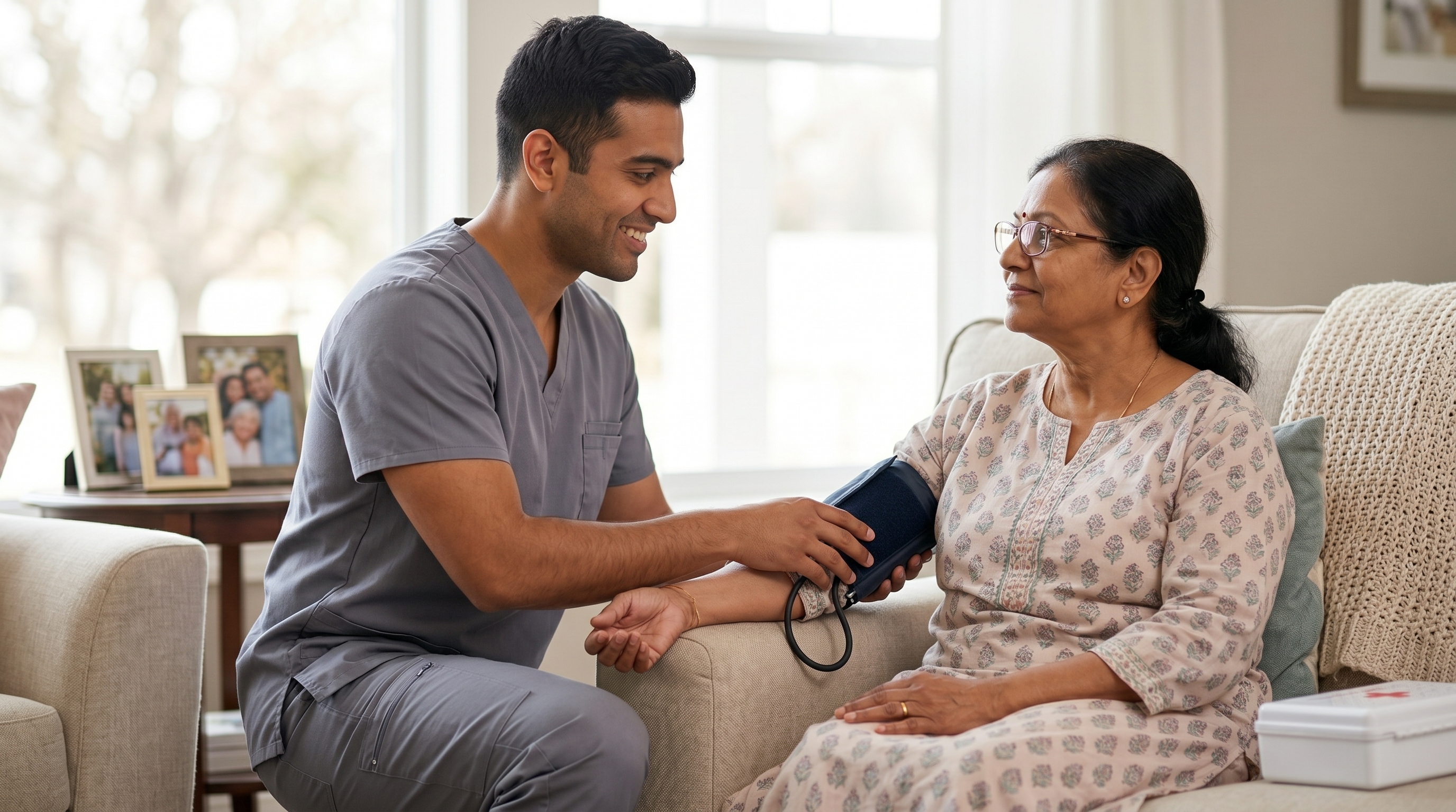 Caregiver with senior client